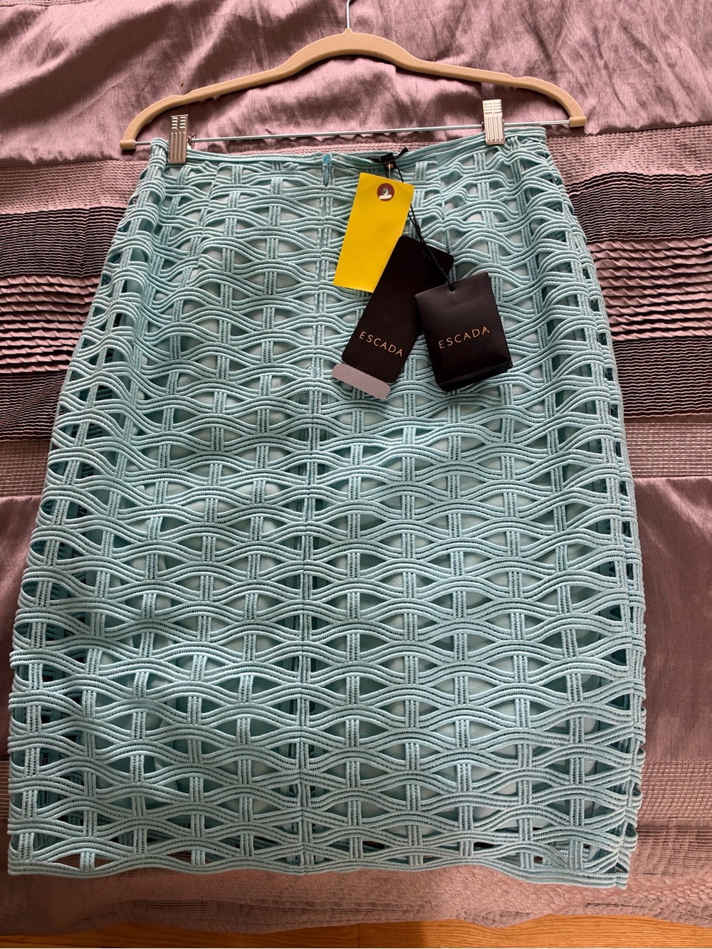 Escada Mint Textured Knit Pencil Skirt